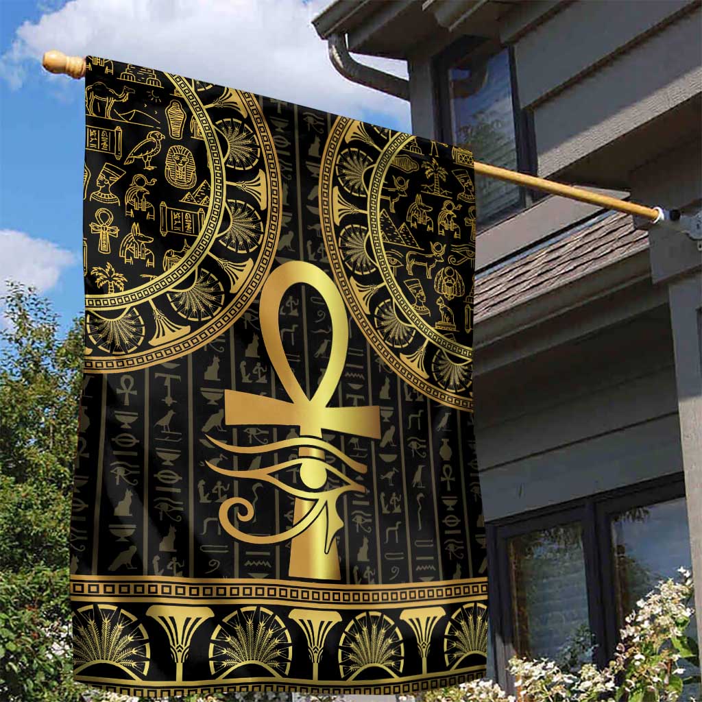 Afro Ancient Egypt Ankh and Eye Of Horus Garden Flag Egyptian Hieroglyphs LT14