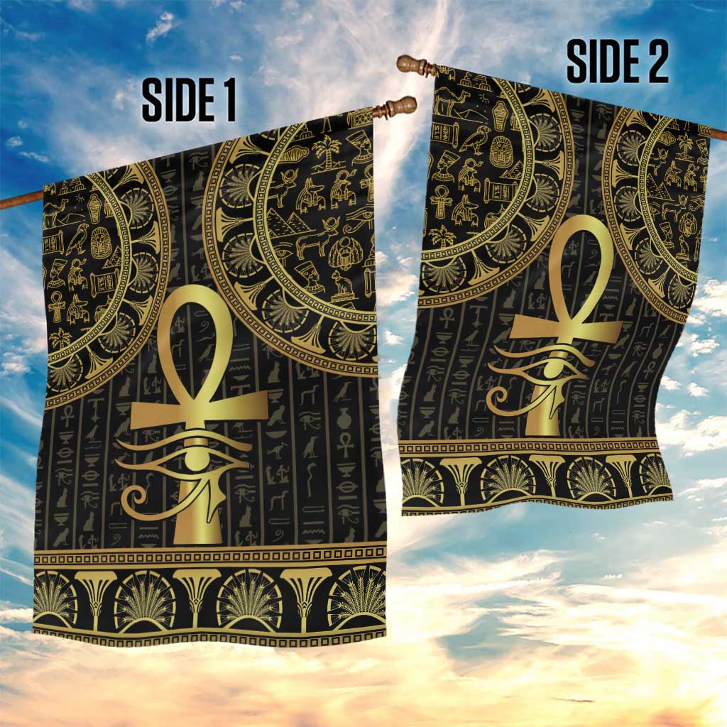 Afro Ancient Egypt Ankh and Eye Of Horus Garden Flag Egyptian Hieroglyphs LT14
