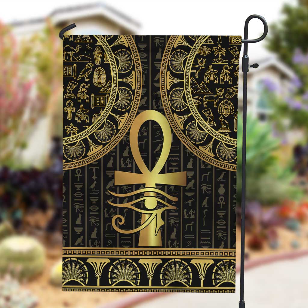Afro Ancient Egypt Ankh and Eye Of Horus Garden Flag Egyptian Hieroglyphs LT14