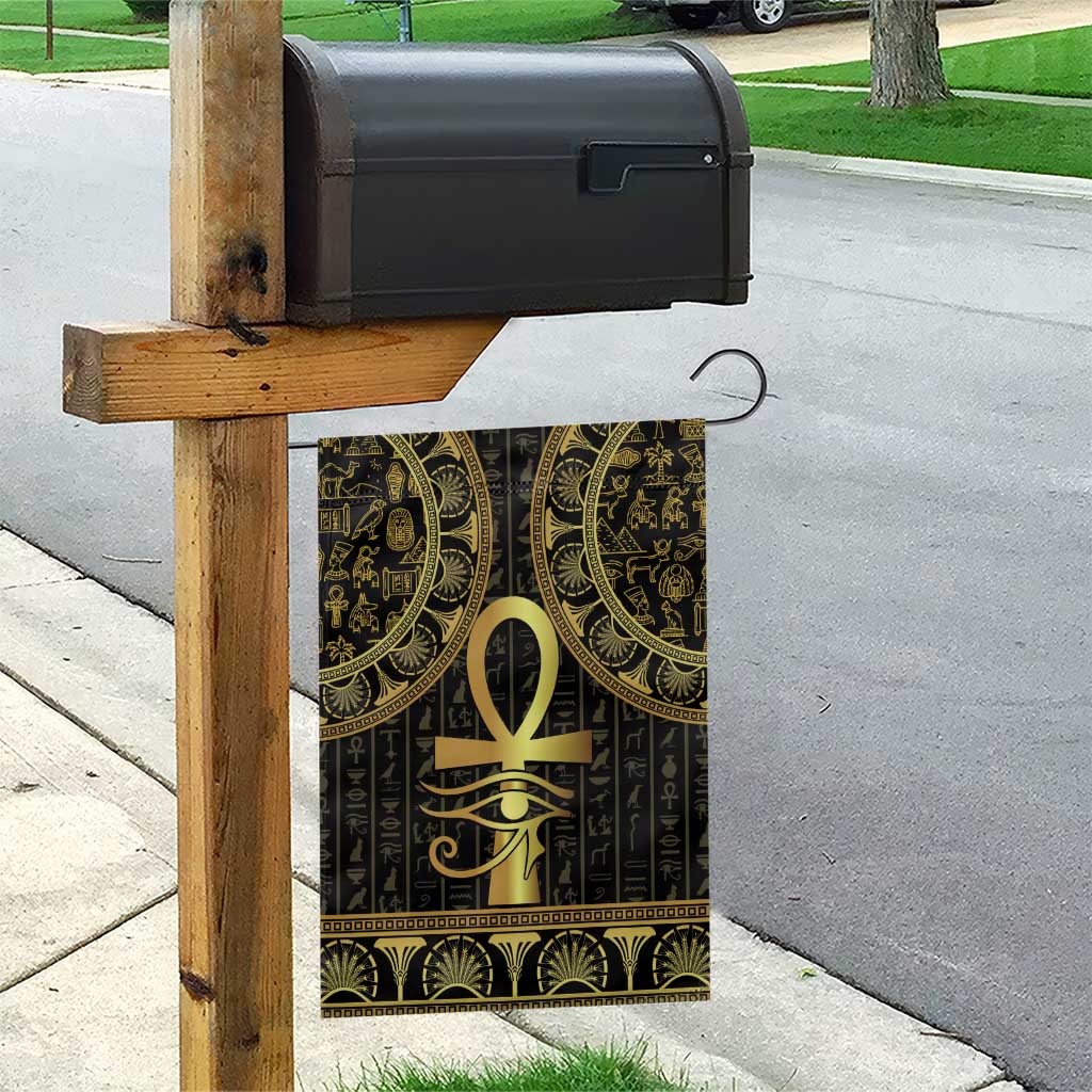 Afro Ancient Egypt Ankh and Eye Of Horus Garden Flag Egyptian Hieroglyphs LT14