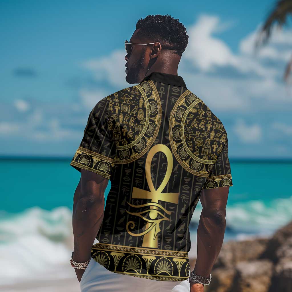 Afro Ancient Egypt Ankh and Eye Of Horus Hawaiian Shirt Egyptian Hieroglyphs LT14