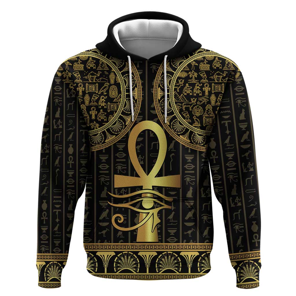 Ancient Egypt Ankh and Eye Of Horus Hoodie Egyptian Hieroglyphs LT14