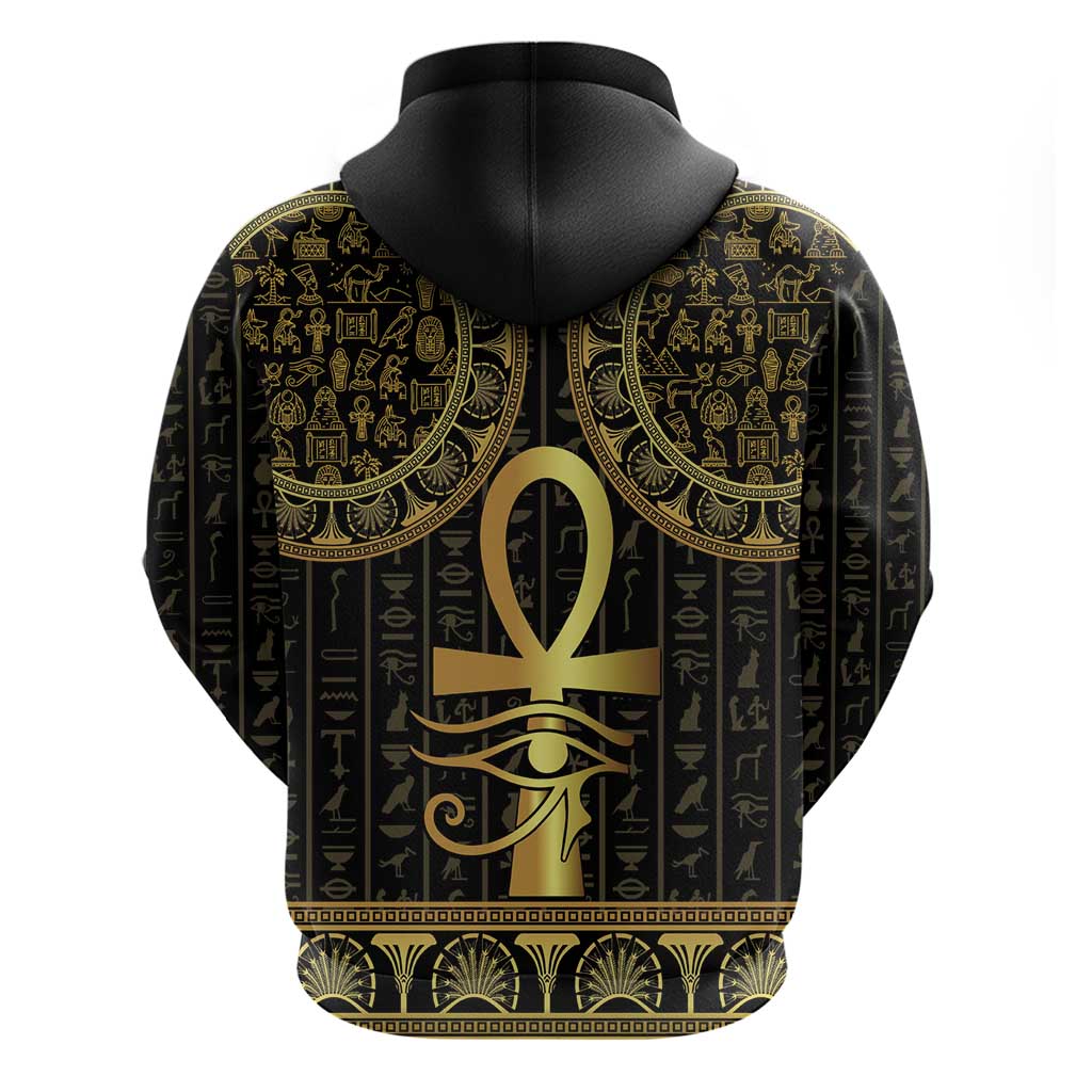 Ancient Egypt Ankh and Eye Of Horus Hoodie Egyptian Hieroglyphs LT14