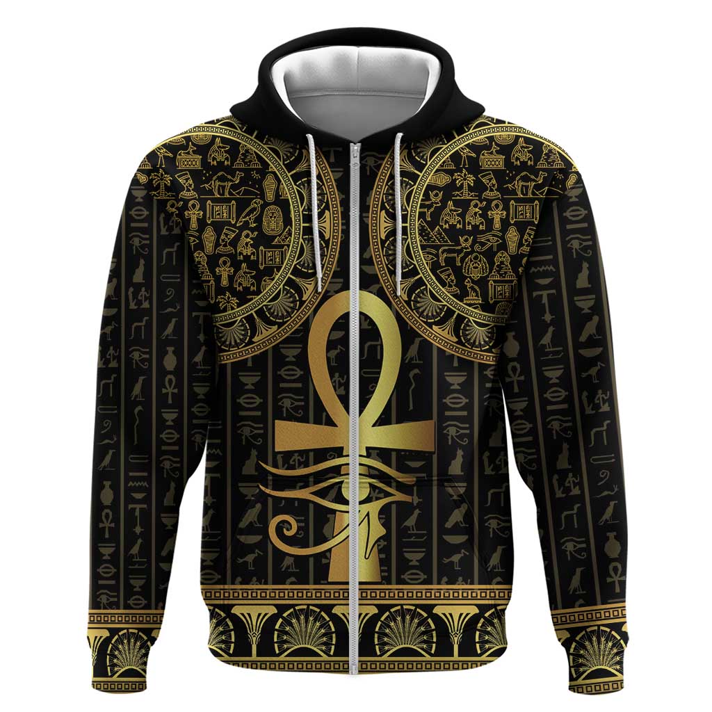 Ancient Egypt Ankh and Eye Of Horus Hoodie Egyptian Hieroglyphs LT14
