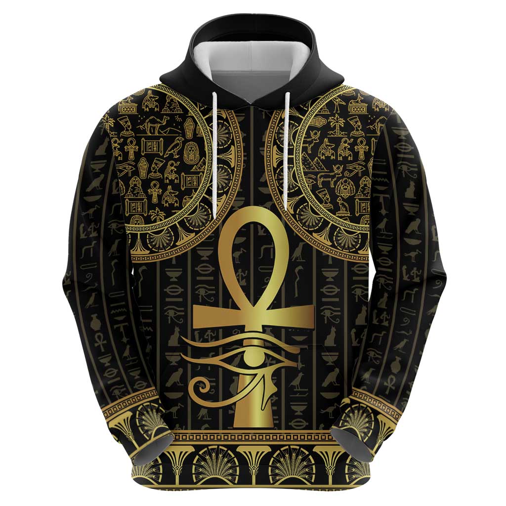 Ancient Egypt Ankh and Eye Of Horus Hoodie Egyptian Hieroglyphs LT14