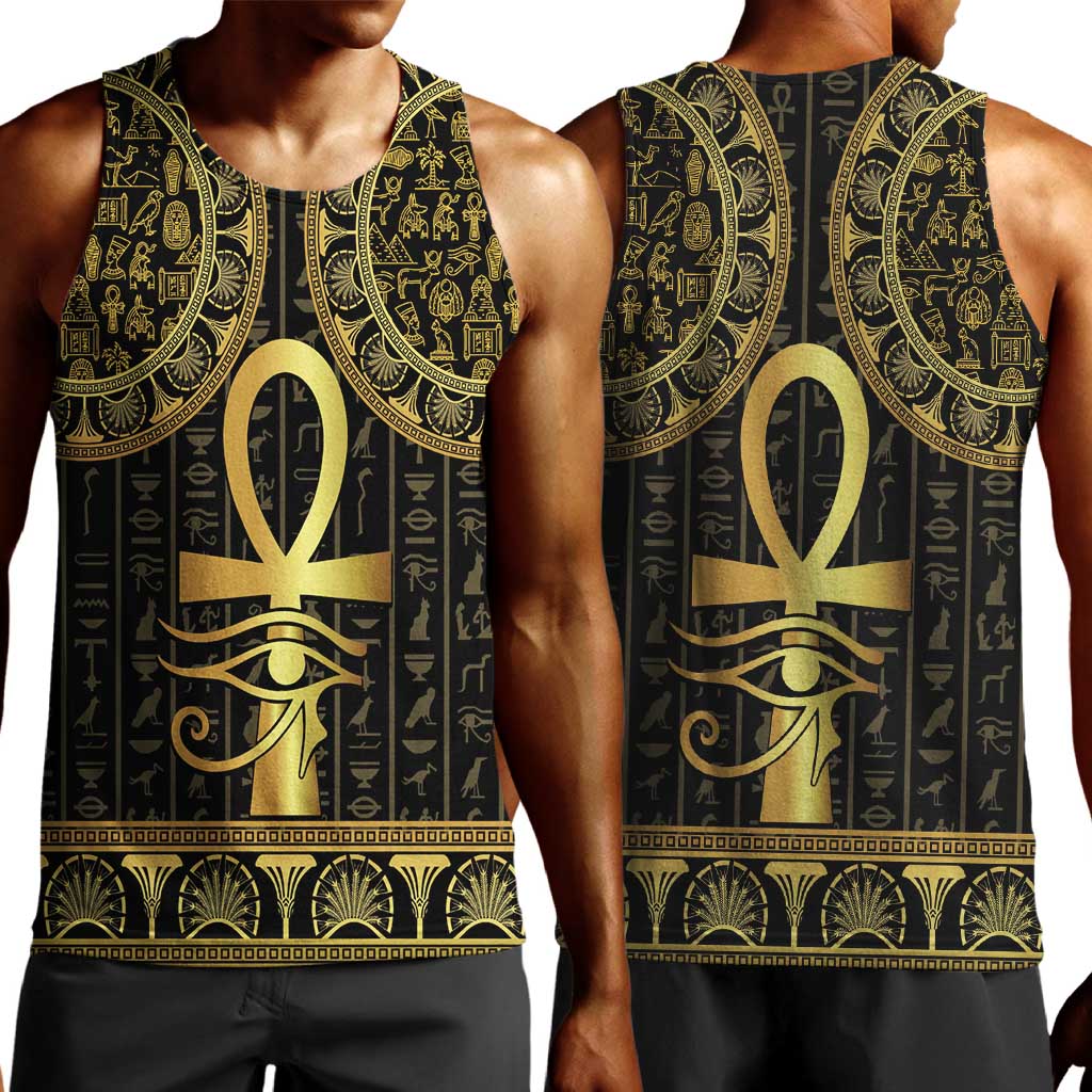 Afro Ancient Egypt Ankh and Eye Of Horus Men Tank Top Egyptian Hieroglyphs LT14