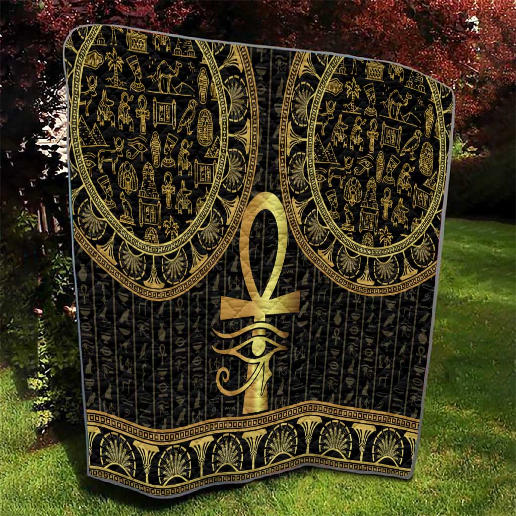 Afro Ancient Egypt Ankh and Eye Of Horus Quilt Egyptian Hieroglyphs LT14