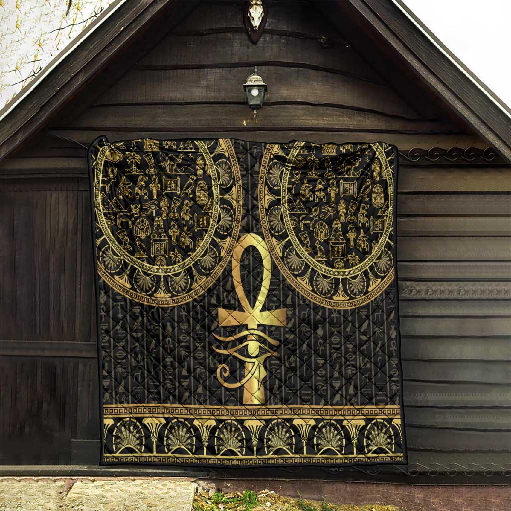 Afro Ancient Egypt Ankh and Eye Of Horus Quilt Egyptian Hieroglyphs LT14