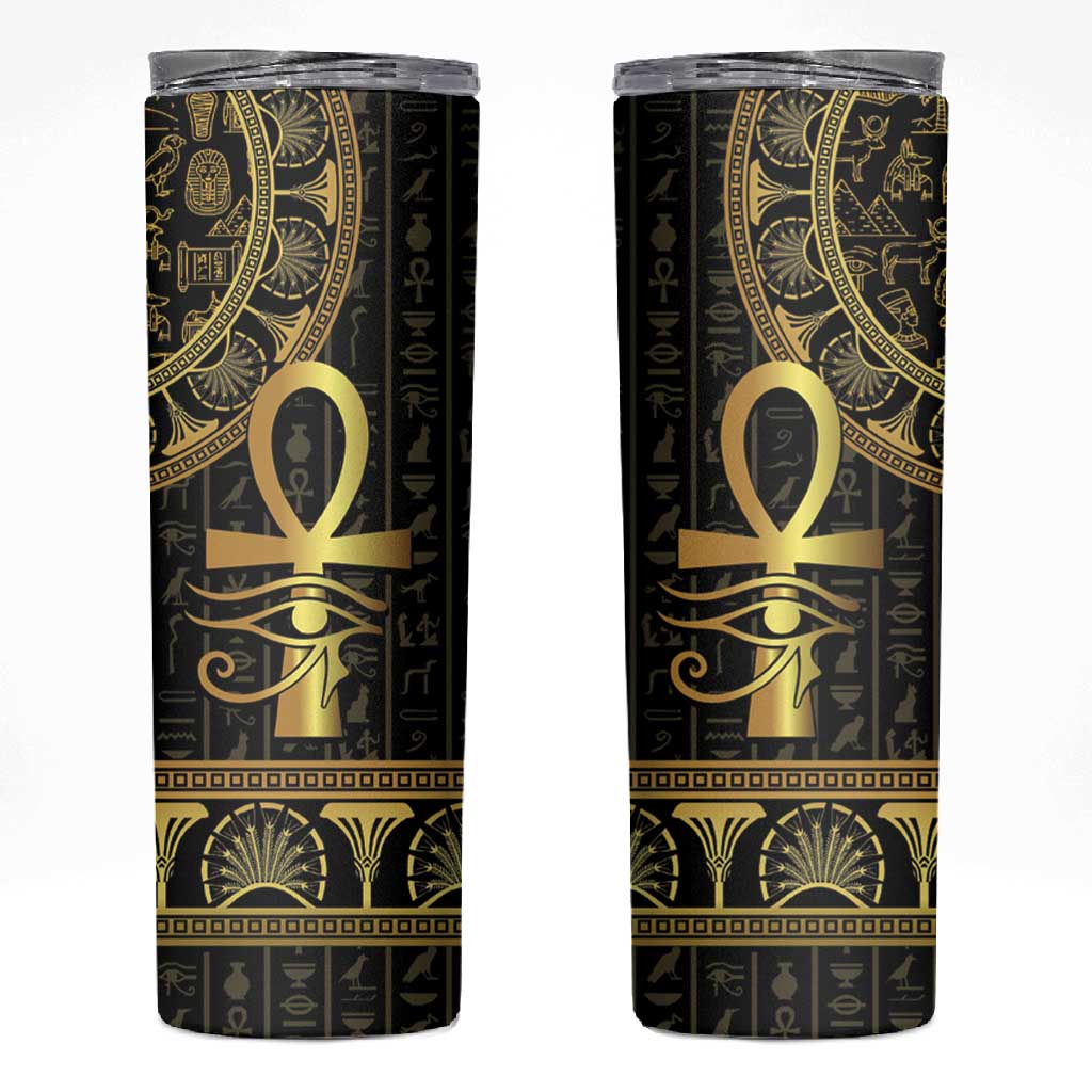 Afro Ancient Egypt Ankh and Eye Of Horus Skinny Tumbler Egyptian Hieroglyphs LT14