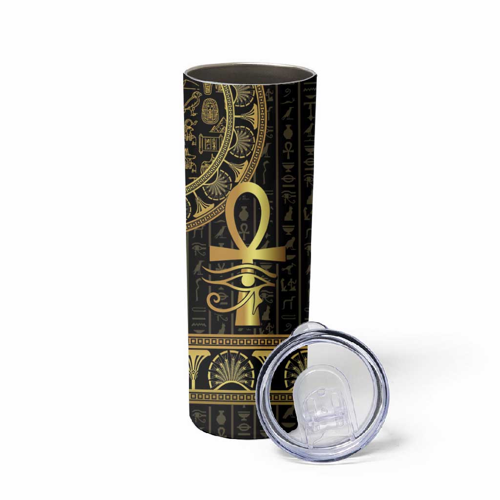 Afro Ancient Egypt Ankh and Eye Of Horus Skinny Tumbler Egyptian Hieroglyphs LT14