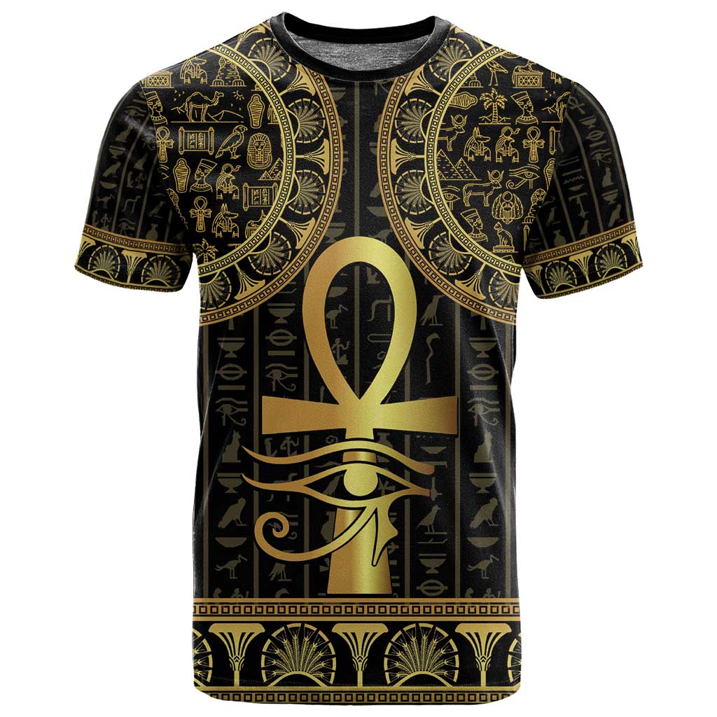 Afro Ancient Egypt Ankh and Eye Of Horus T shirt Egyptian Hieroglyphs LT14