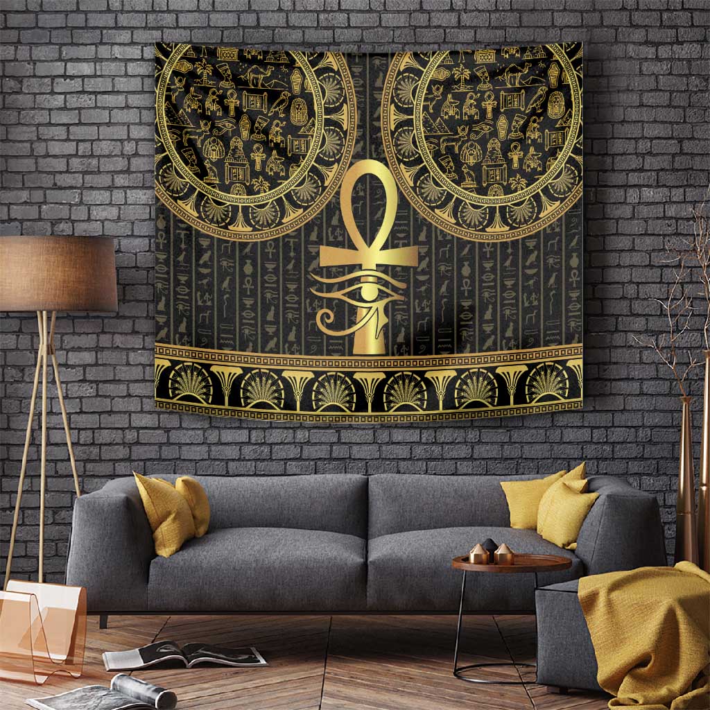 Afro Ancient Egypt Ankh and Eye Of Horus Tapestry Egyptian Hieroglyphs LT14