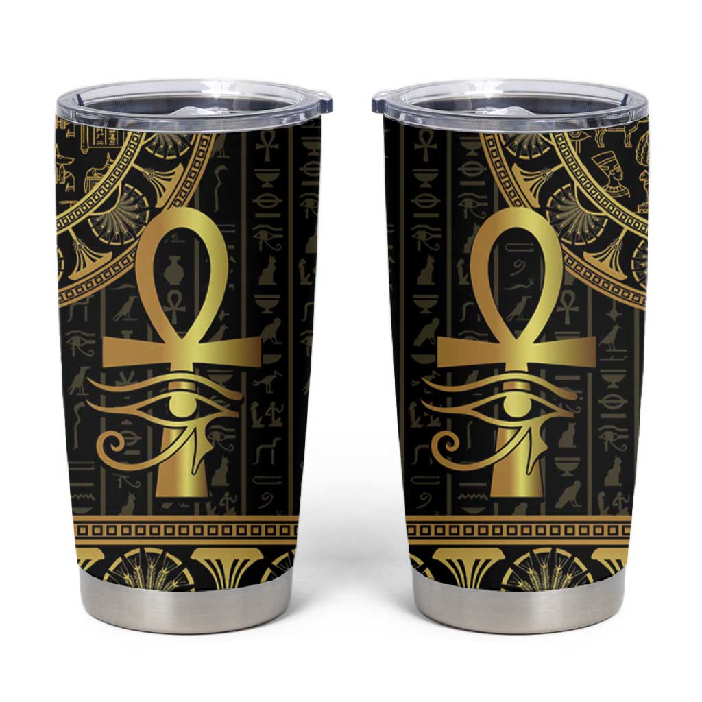 Afro Ancient Egypt Ankh and Eye Of Horus Tumbler Cup Egyptian Hieroglyphs LT14