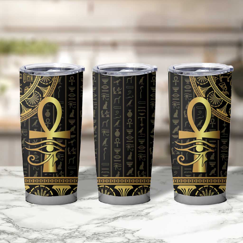 Afro Ancient Egypt Ankh and Eye Of Horus Tumbler Cup Egyptian Hieroglyphs LT14