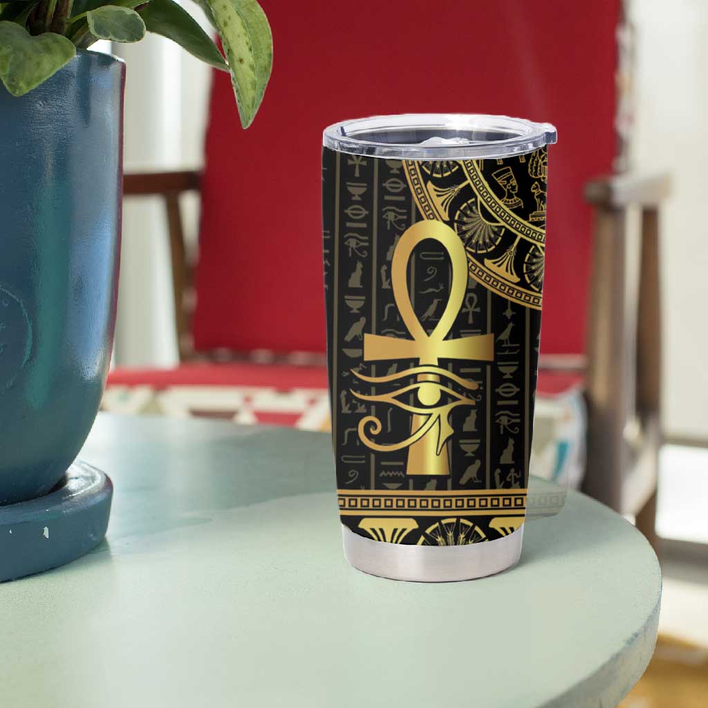 Afro Ancient Egypt Ankh and Eye Of Horus Tumbler Cup Egyptian Hieroglyphs LT14