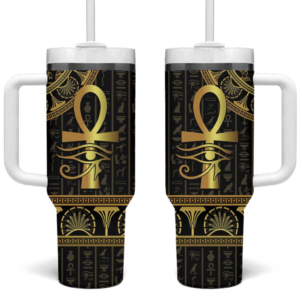 Afro Ancient Egypt Ankh and Eye Of Horus Tumbler With Handle Egyptian Hieroglyphs LT14