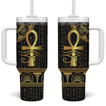Afro Ancient Egypt Ankh and Eye Of Horus Tumbler With Handle Egyptian Hieroglyphs LT14