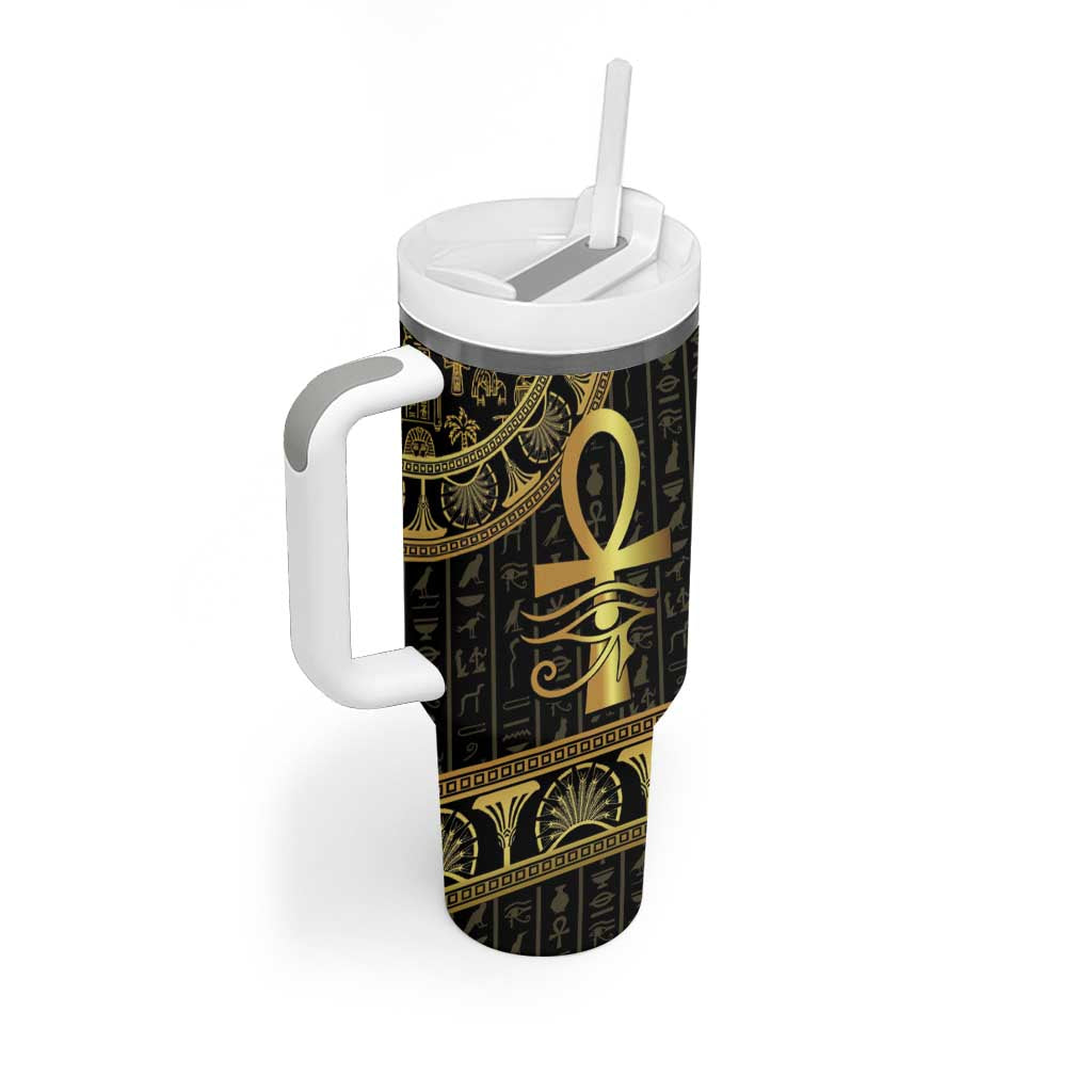 Afro Ancient Egypt Ankh and Eye Of Horus Tumbler With Handle Egyptian Hieroglyphs LT14