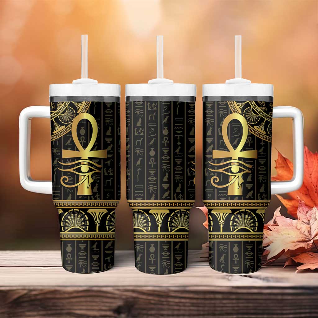 Afro Ancient Egypt Ankh and Eye Of Horus Tumbler With Handle Egyptian Hieroglyphs LT14