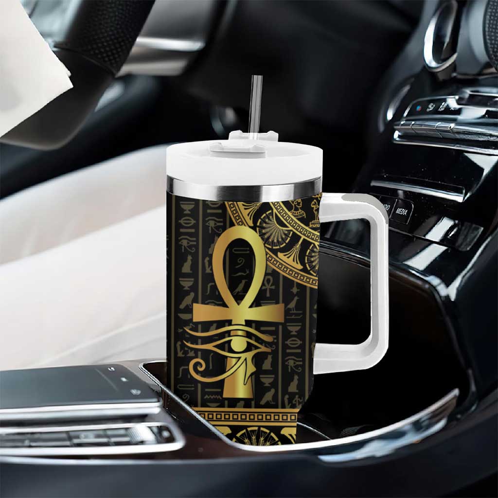 Afro Ancient Egypt Ankh and Eye Of Horus Tumbler With Handle Egyptian Hieroglyphs LT14