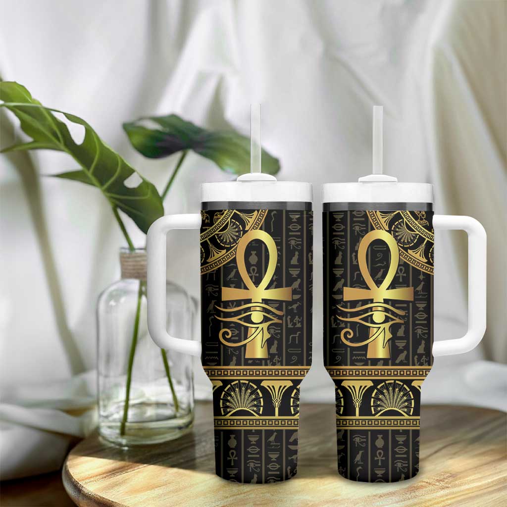Afro Ancient Egypt Ankh and Eye Of Horus Tumbler With Handle Egyptian Hieroglyphs LT14