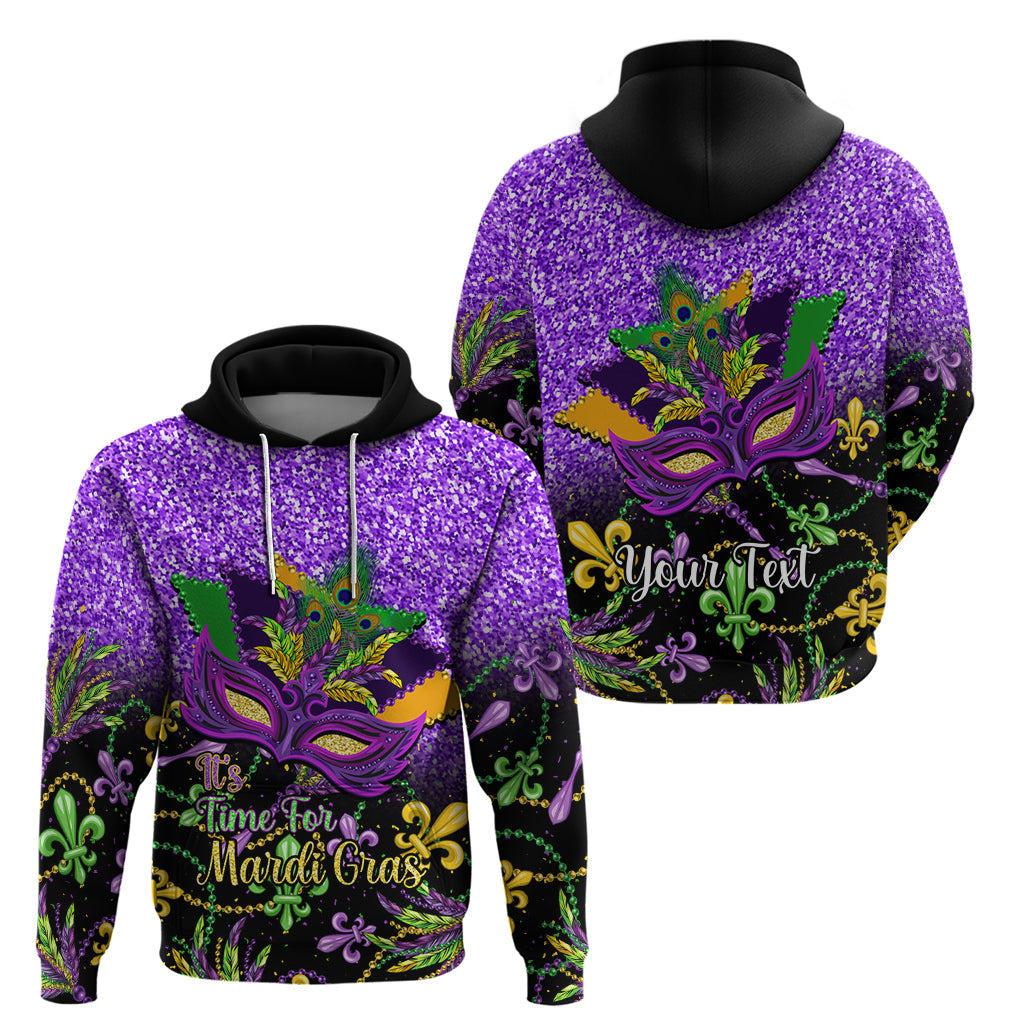 Personalised Mardi Gras Hoodie Carnival Mask Happy Fat Tuesday LT14