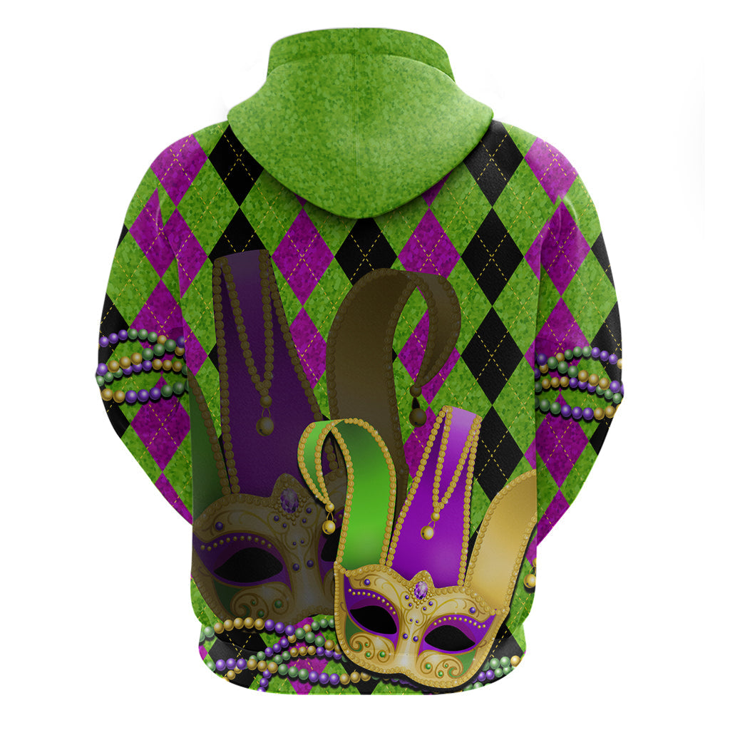 Mardi Gras 2024 Hoodie Jester Mask With Beads Colorful Version LT14