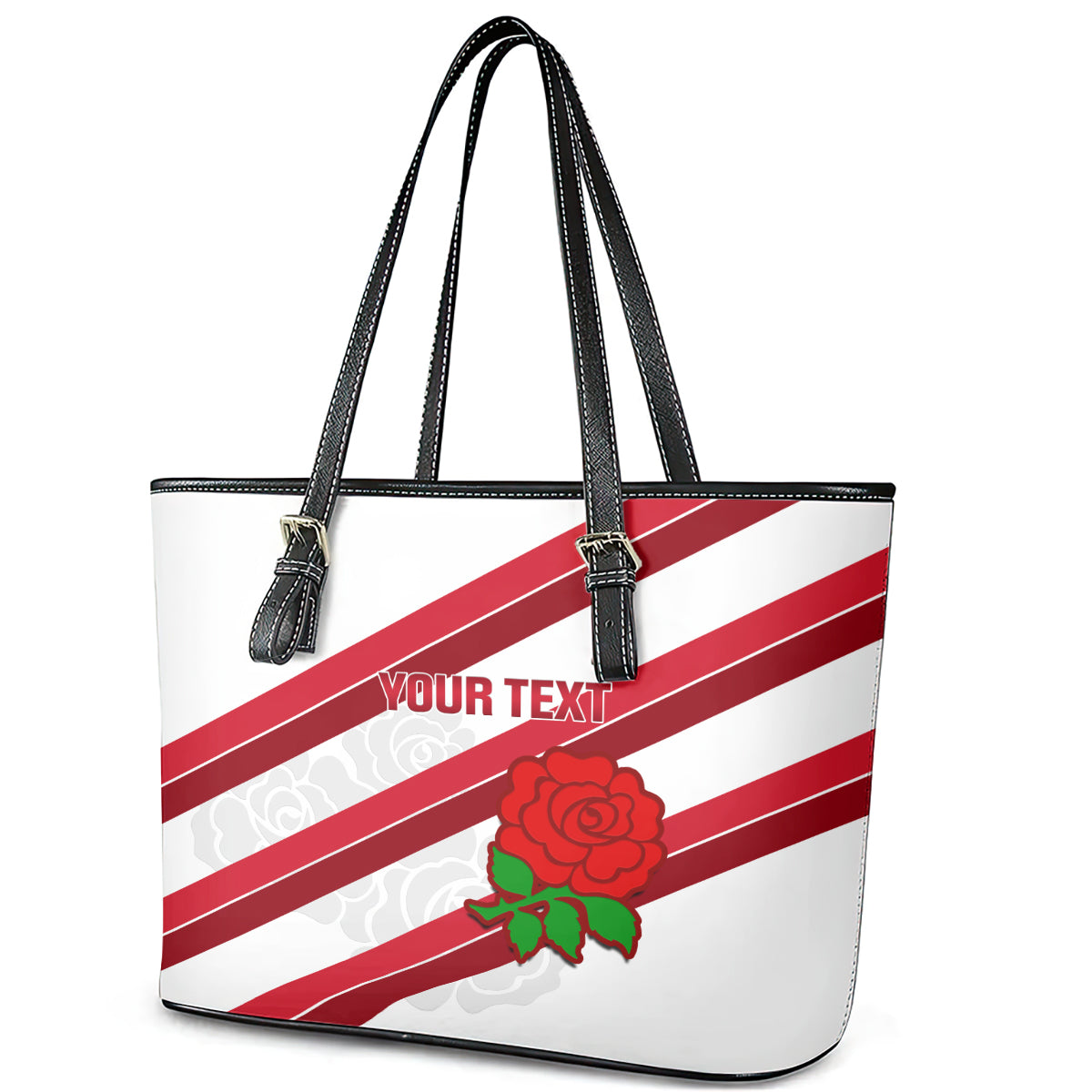 Custom England Rugby Leather Tote Bag 2024 Go Champions Red Rose Sporty Version LT14
