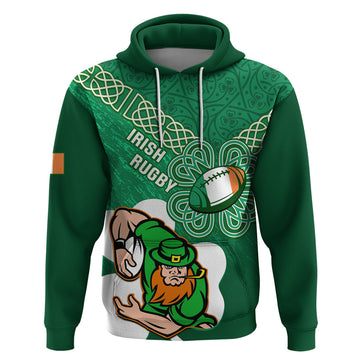 Custom Ireland Rugby Hoodie 2024 Irish Shamrocks With Celtic Pattern LT14
