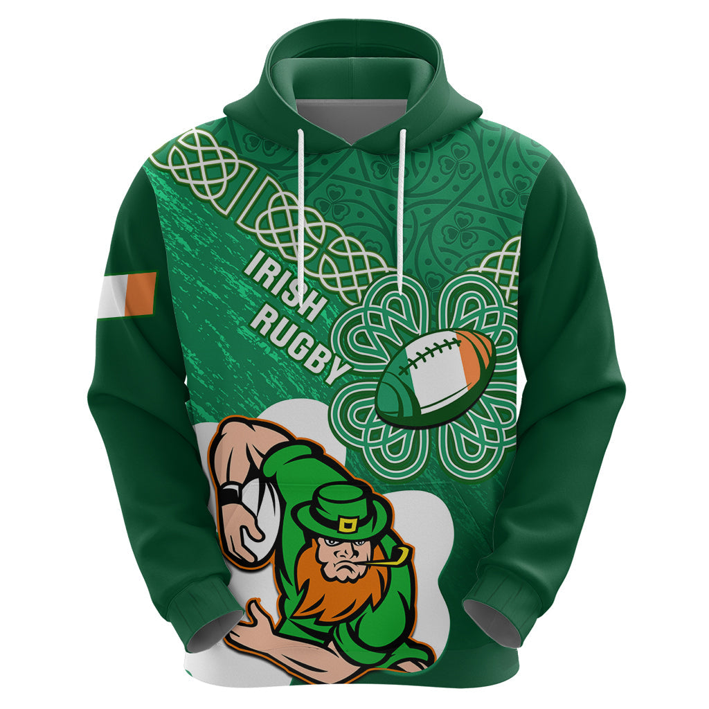 Custom Ireland Rugby Hoodie 2024 Irish Shamrocks With Celtic Pattern LT14