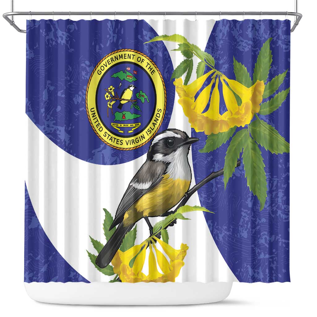 US Virgin Islands Shower Curtain Bananaquit Bird Mix Ginger Thomas Flower LT14