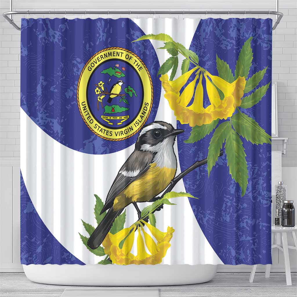 US Virgin Islands Shower Curtain Bananaquit Bird Mix Ginger Thomas Flower LT14