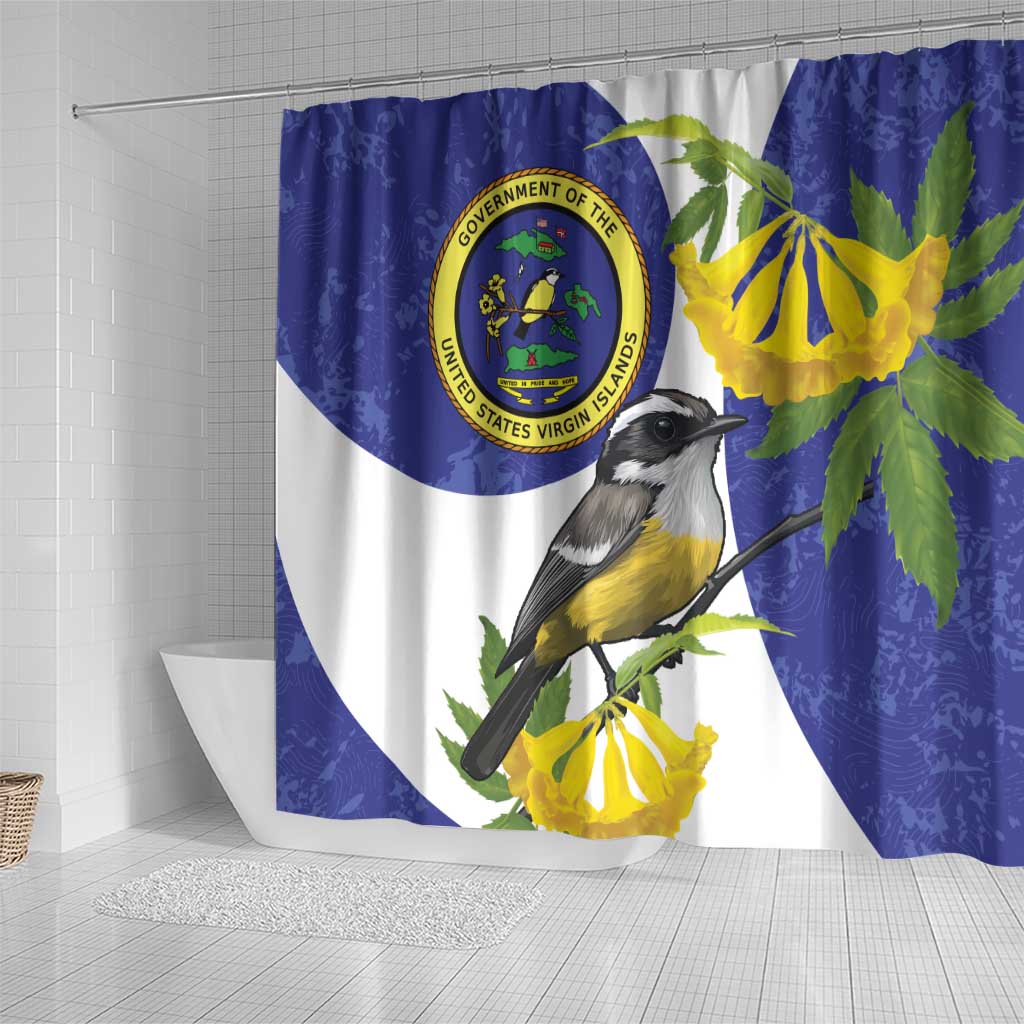 US Virgin Islands Shower Curtain Bananaquit Bird Mix Ginger Thomas Flower LT14