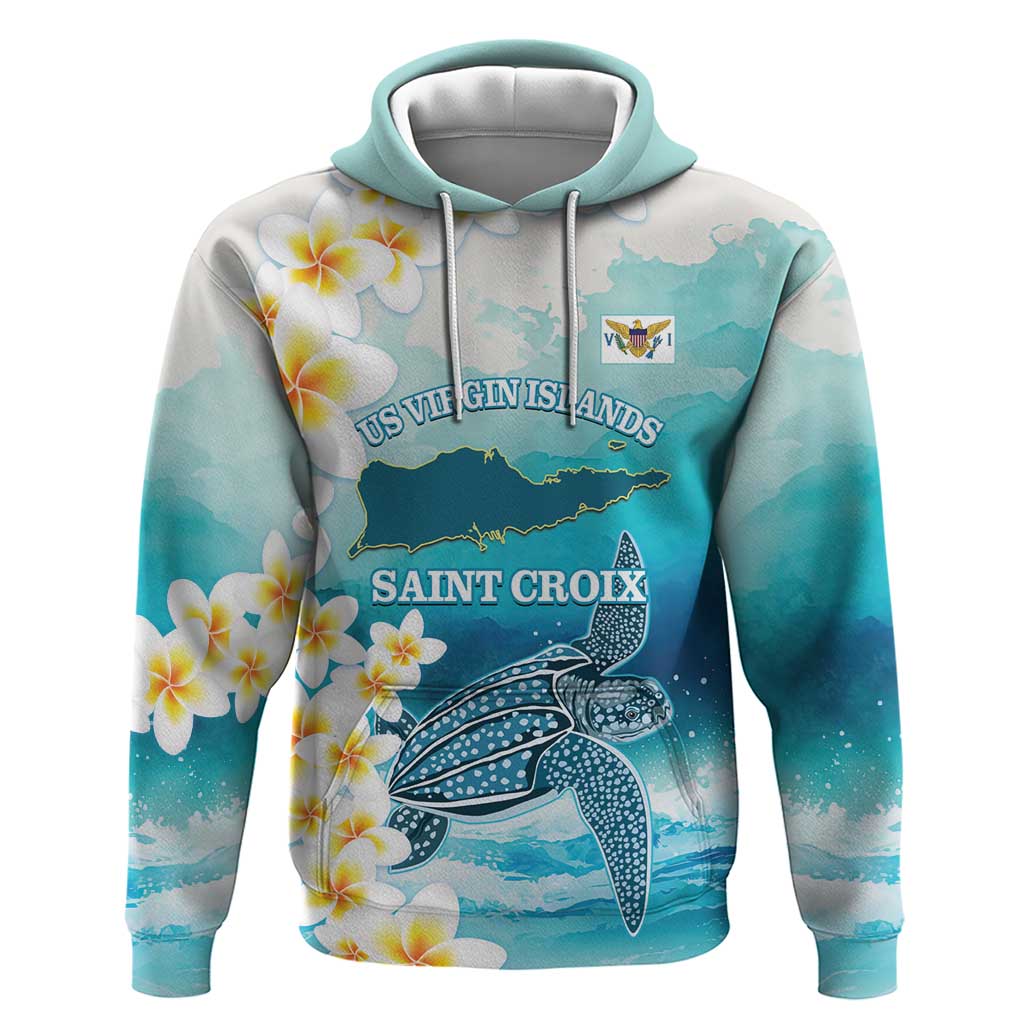 US Virgin Islands St Croix Hoodie Twin City Leatherback With Plumeria LT14