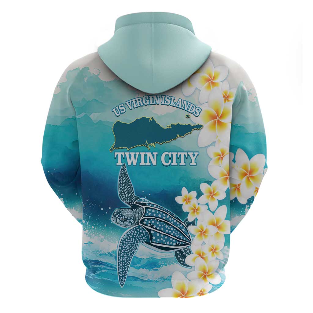 US Virgin Islands St Croix Hoodie Twin City Leatherback With Plumeria LT14