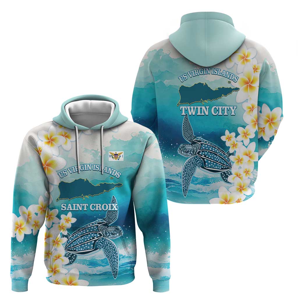 US Virgin Islands St Croix Hoodie Twin City Leatherback With Plumeria LT14