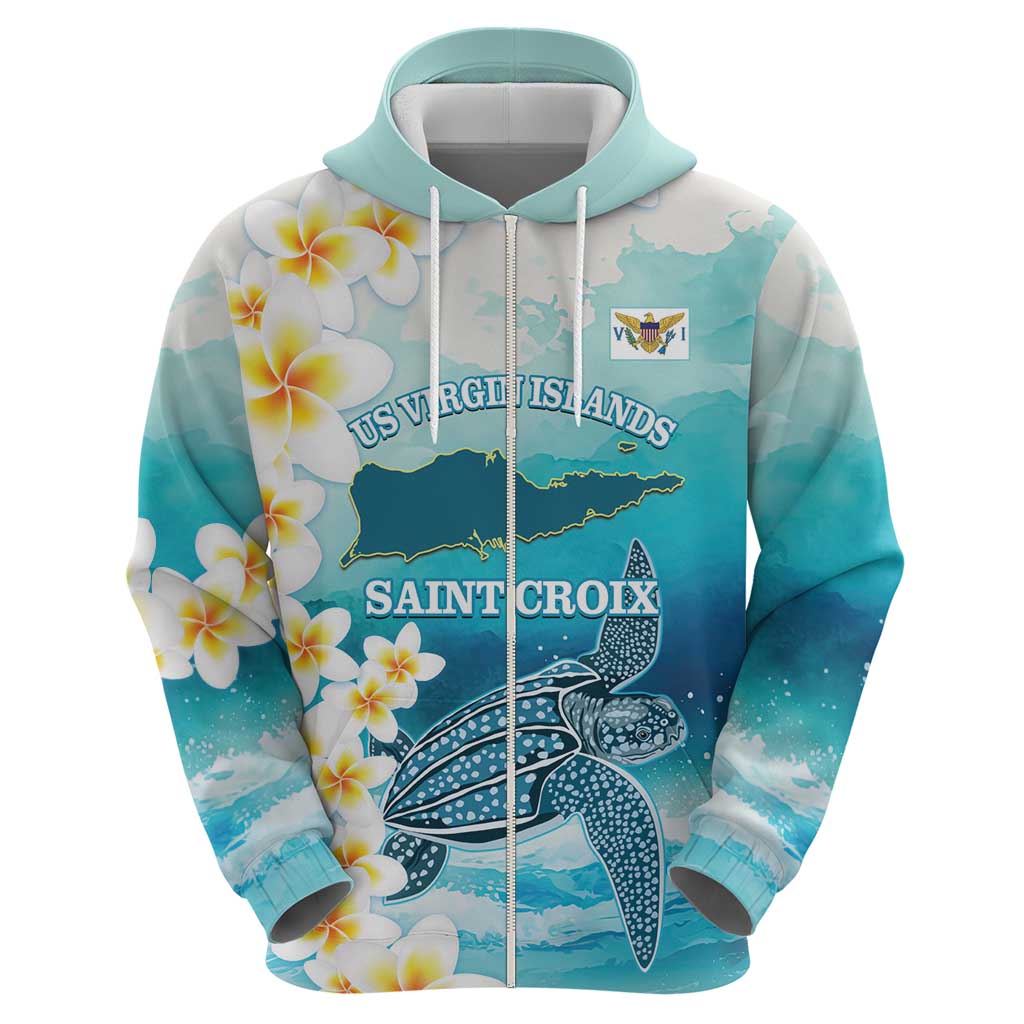 US Virgin Islands St Croix Hoodie Twin City Leatherback With Plumeria LT14