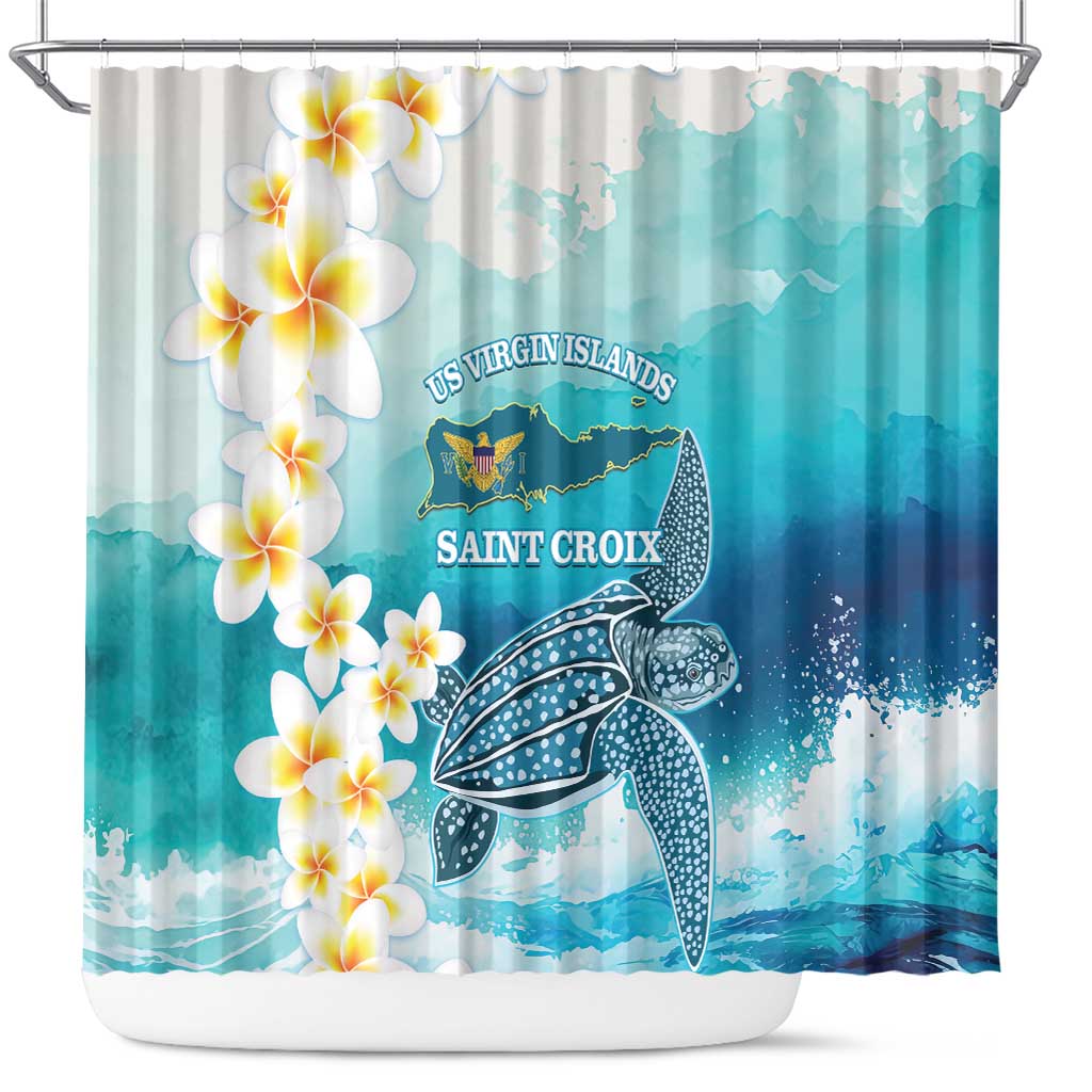 US Virgin Islands St Croix Shower Curtain Twin City Leatherback With Plumeria LT14