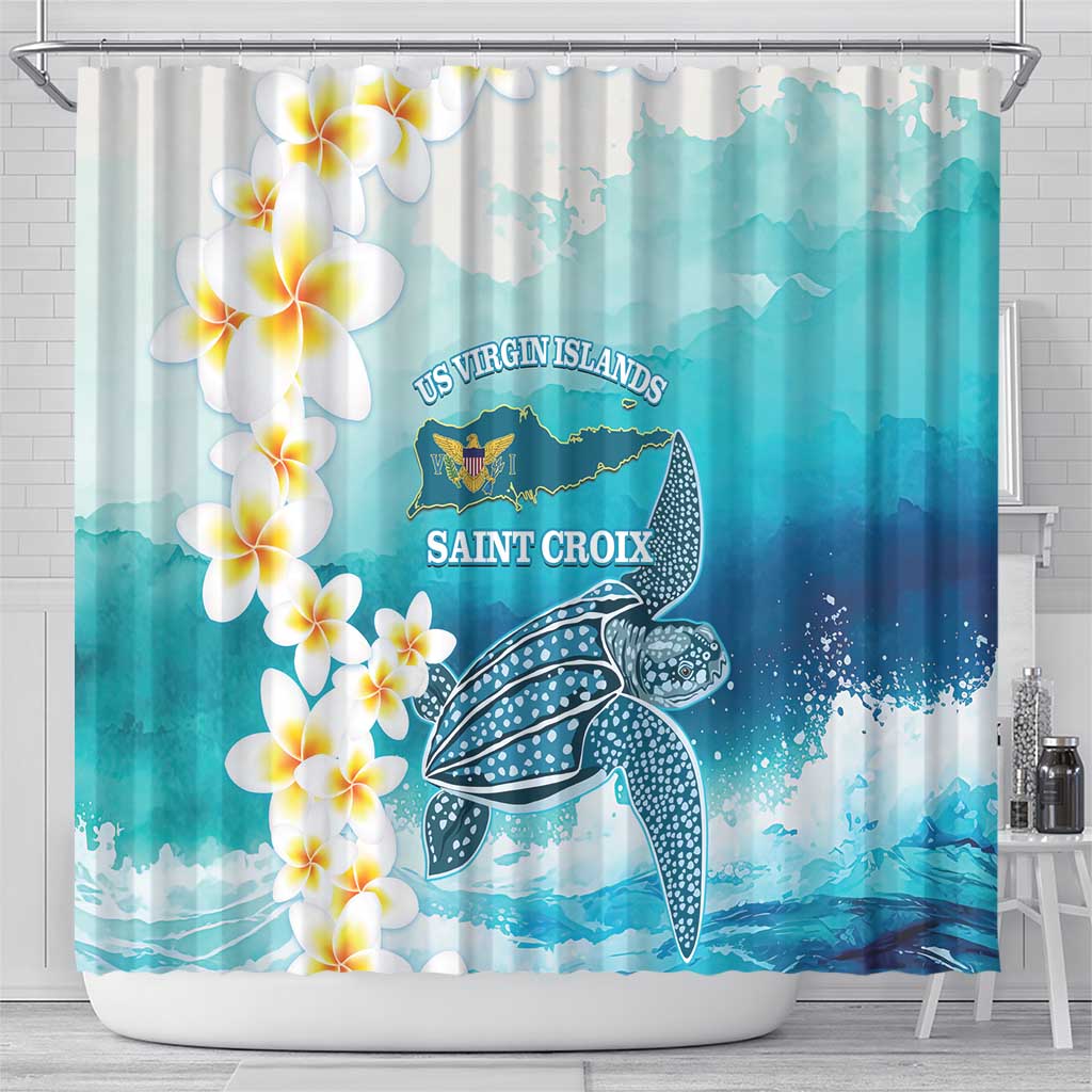 US Virgin Islands St Croix Shower Curtain Twin City Leatherback With Plumeria LT14