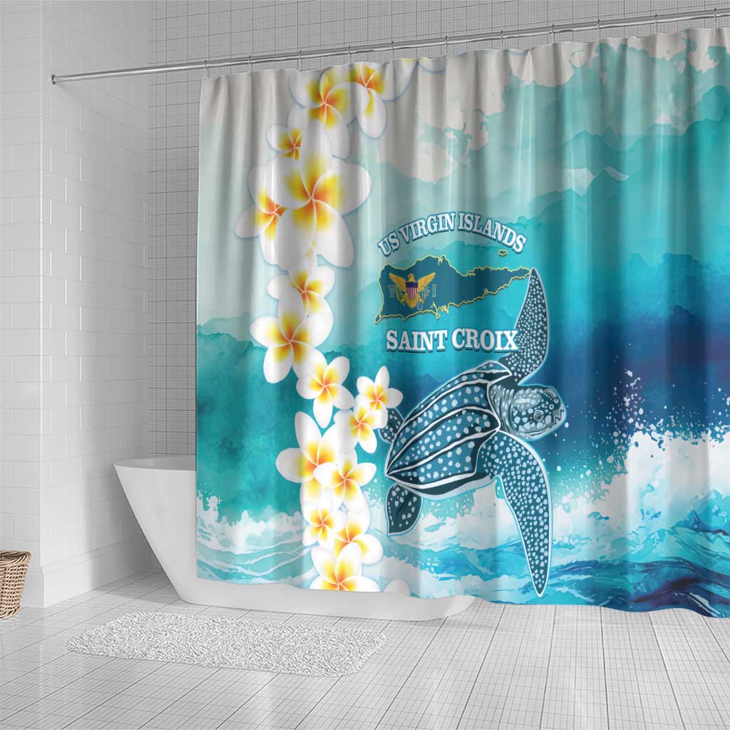 US Virgin Islands St Croix Shower Curtain Twin City Leatherback With Plumeria LT14