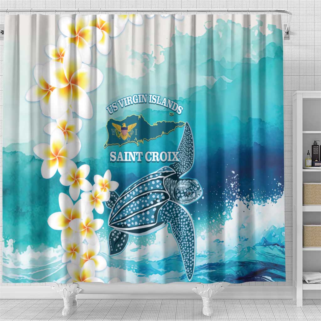 US Virgin Islands St Croix Shower Curtain Twin City Leatherback With Plumeria LT14