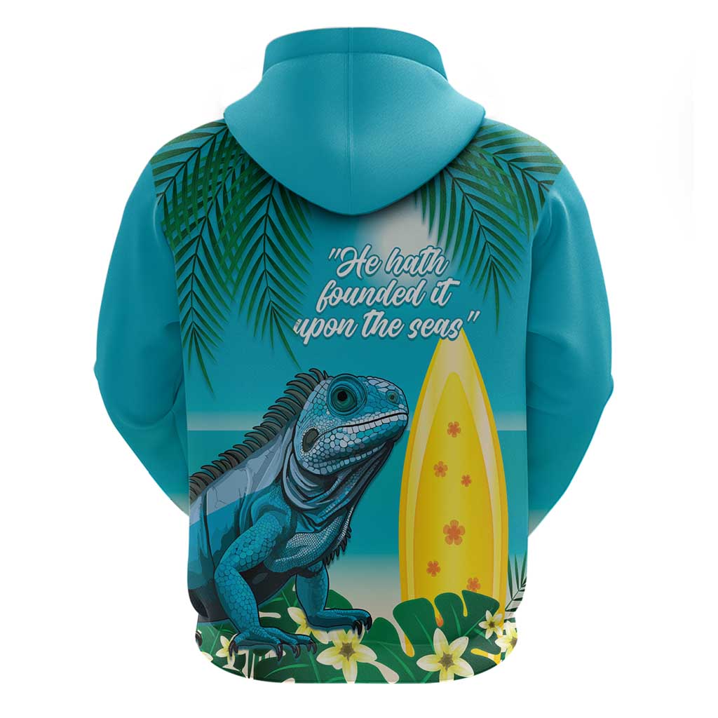 Blue Iguana Cayman Islands Hoodie Turquoise Tropical Vibes LT14