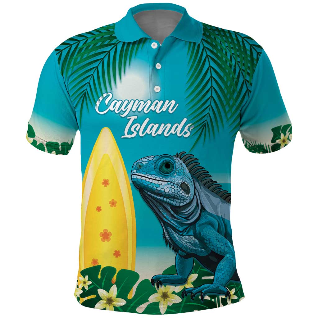 Blue Iguana Cayman Islands Polo Shirt Turquoise Tropical Vibes LT14