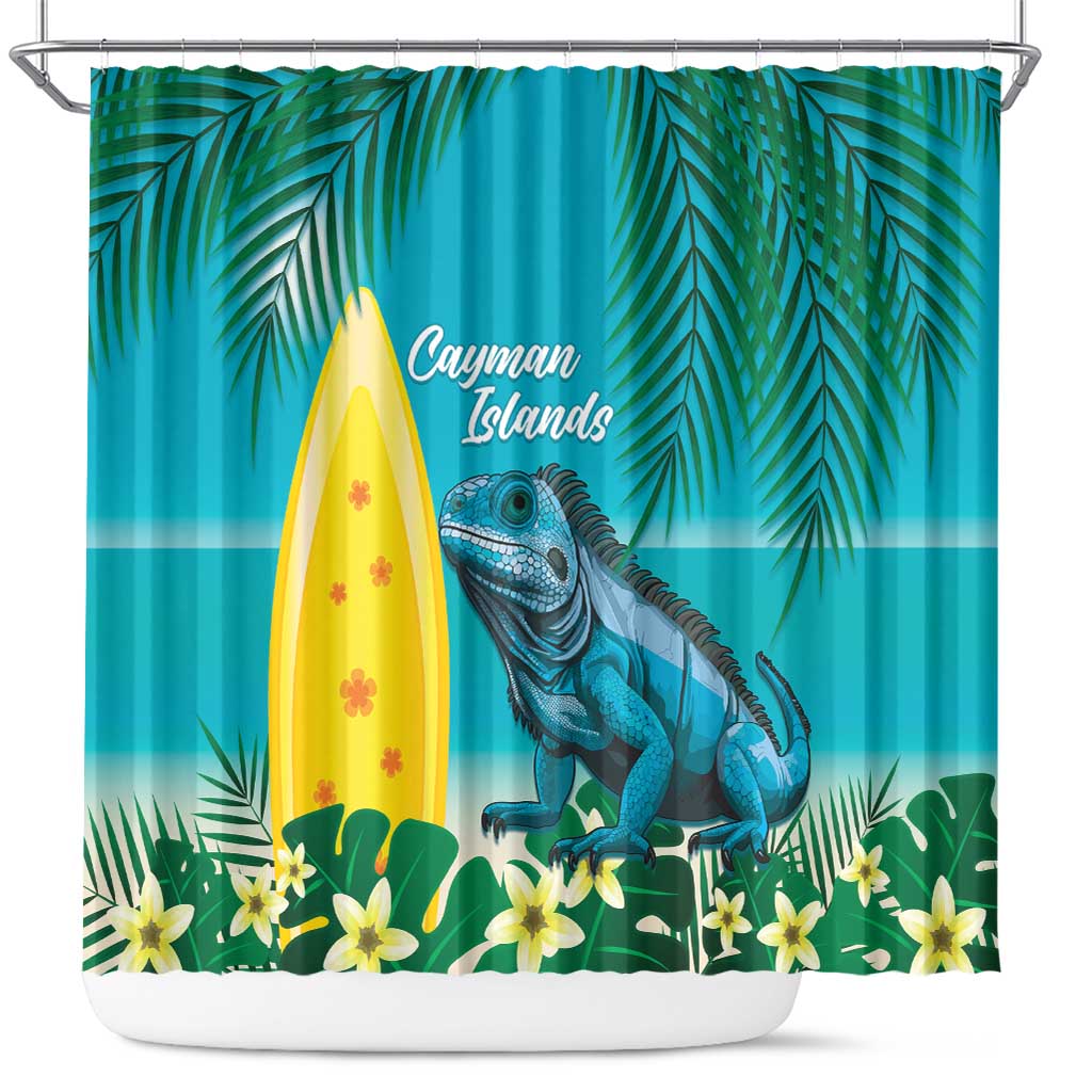Blue Iguana Cayman Islands Shower Curtain Turquoise Tropical Vibes LT14