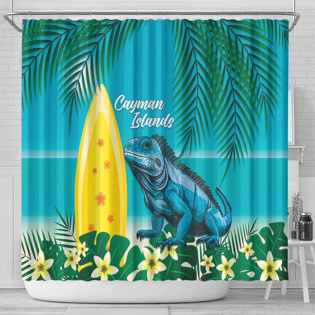 Blue Iguana Cayman Islands Shower Curtain Turquoise Tropical Vibes LT14