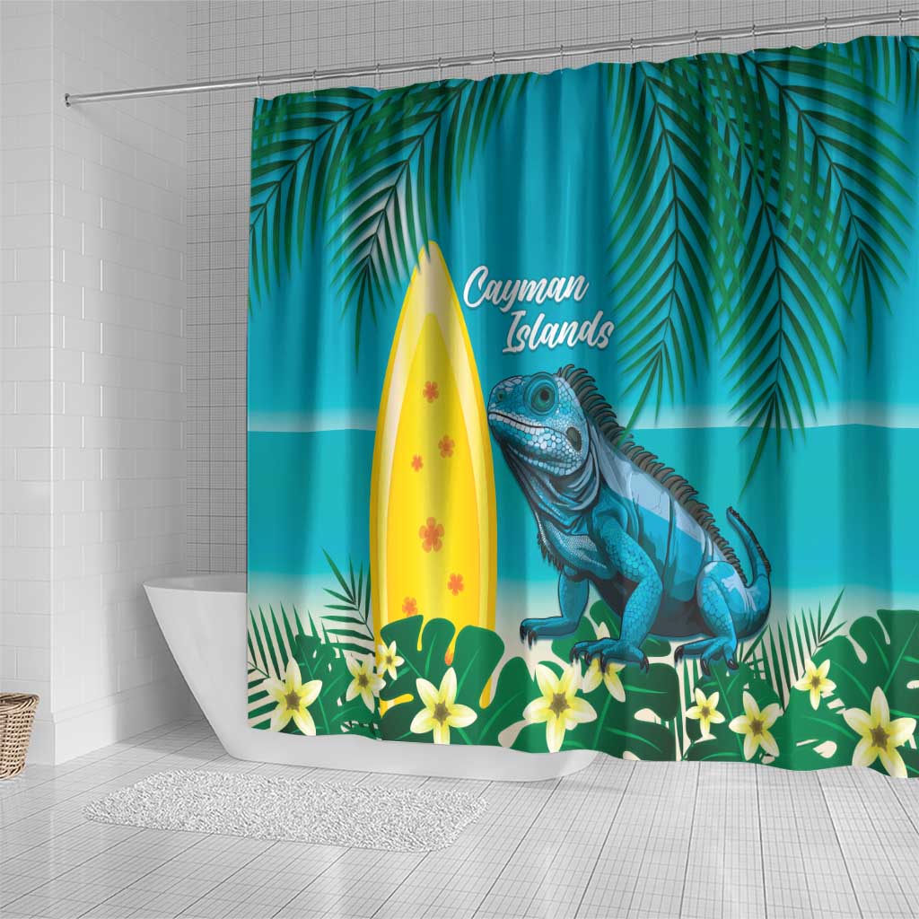 Blue Iguana Cayman Islands Shower Curtain Turquoise Tropical Vibes LT14