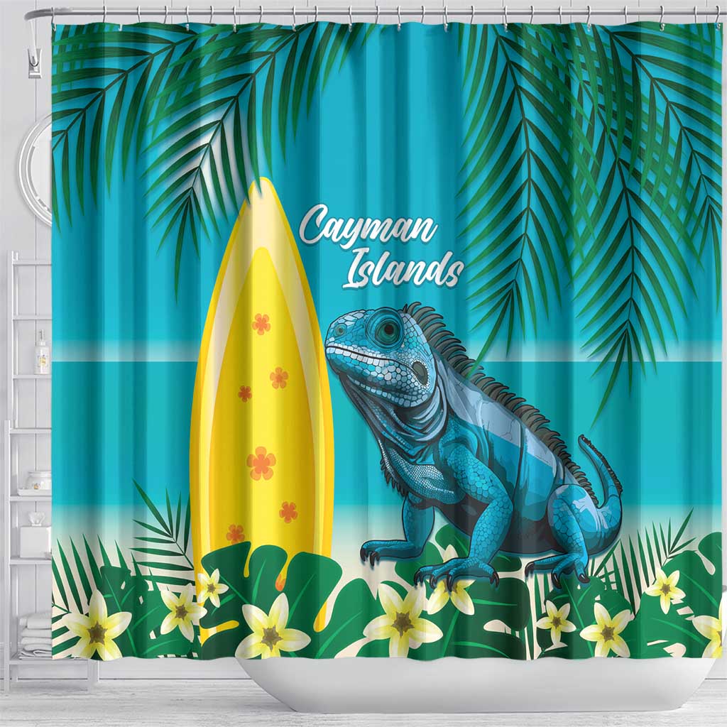 Blue Iguana Cayman Islands Shower Curtain Turquoise Tropical Vibes LT14
