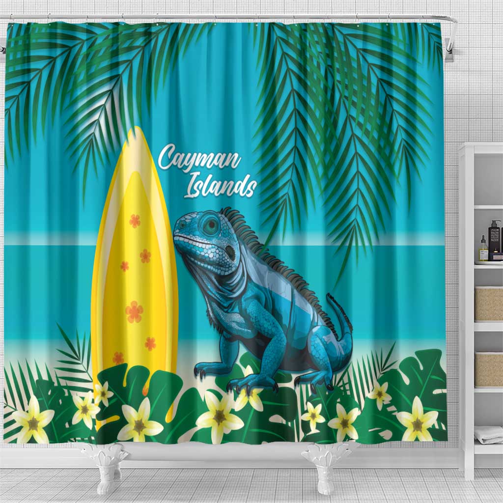 Blue Iguana Cayman Islands Shower Curtain Turquoise Tropical Vibes LT14