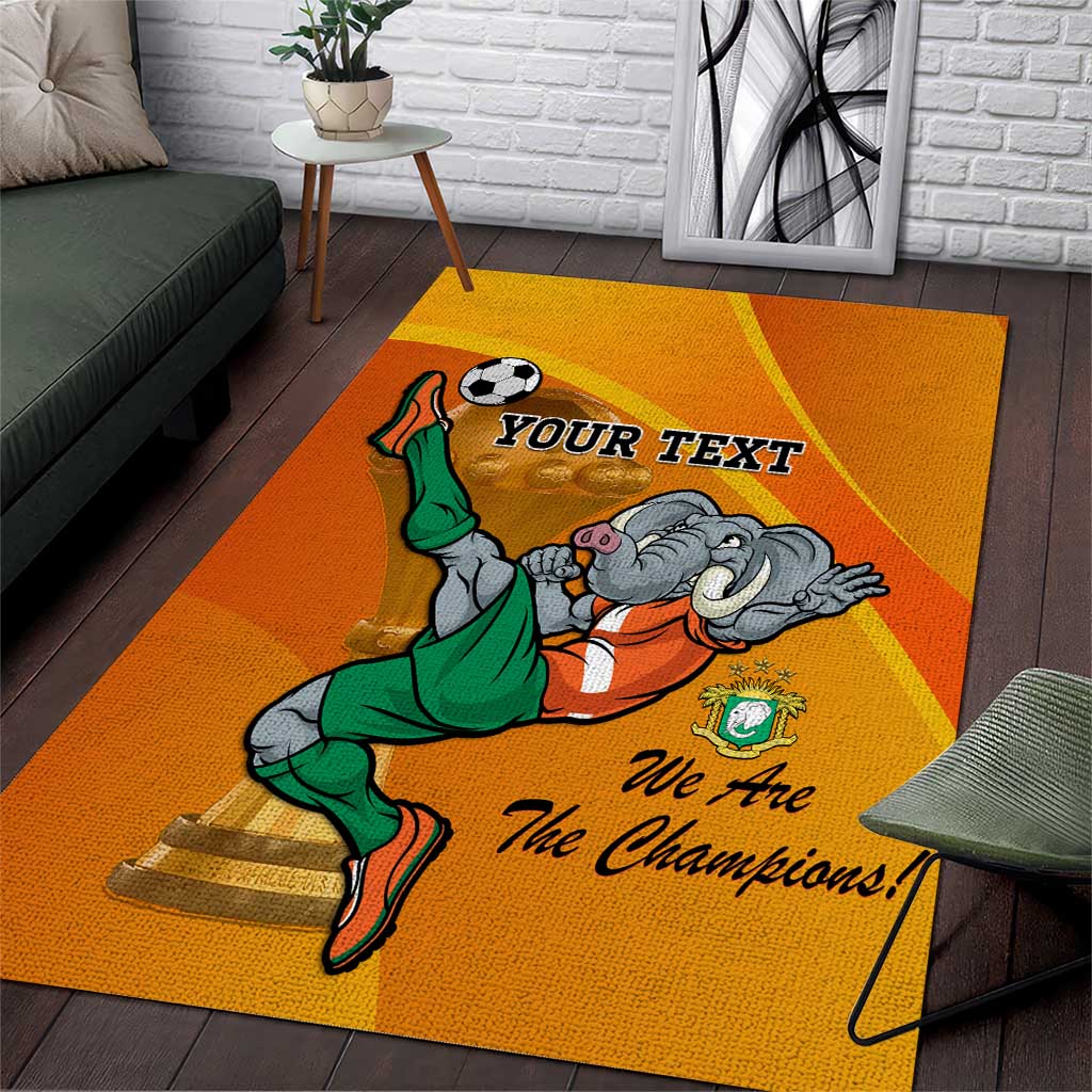 Custom Ivory Coast Football Area Rug 2024 Mascot With Champions Trophy LT14