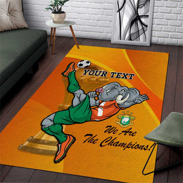Custom Ivory Coast Football Area Rug 2024 Mascot With Champions Trophy LT14